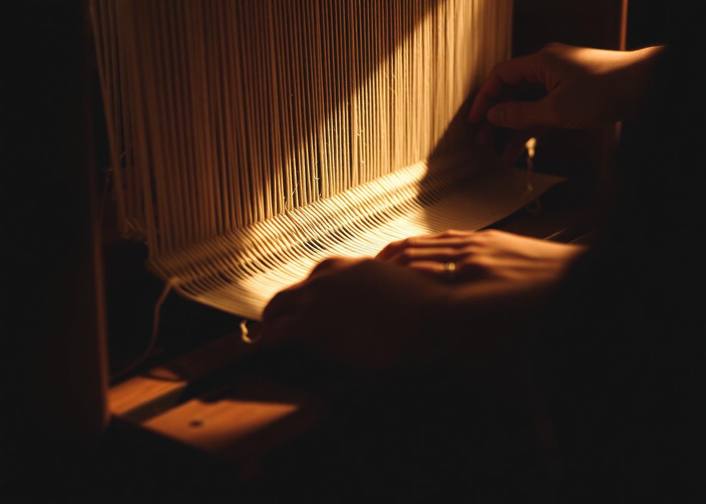 Artisan weaving a Persian rug on a traditional loom